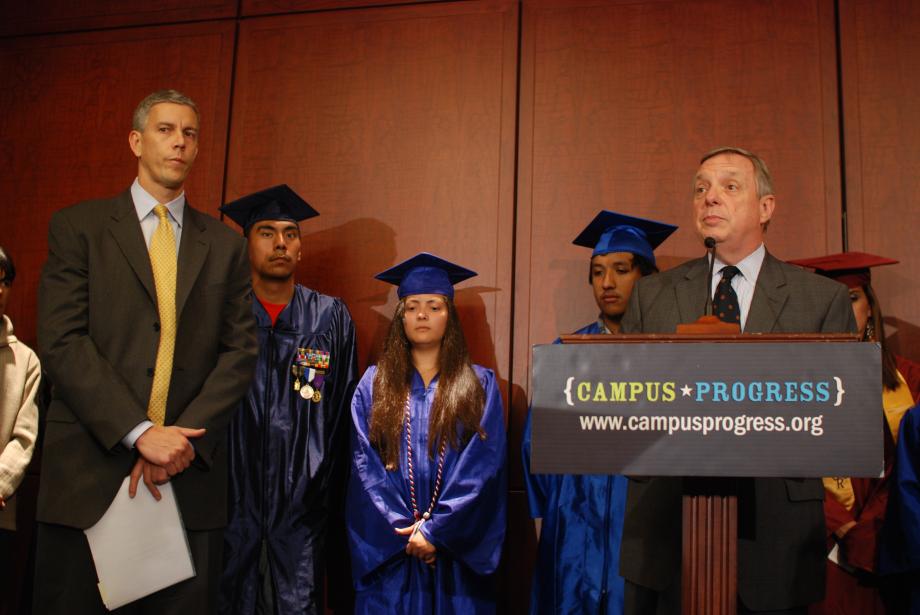 Durbin and Secretary of Education Arne Duncan discussed the future of the DREAM Act, a narrowly tailored, bipartisan bill which will give a select group of undocumented students a chance to earn legal status provided they came here as children, are long-term U.S. residents, have good moral character, and complete two years of college or military service in good standing.